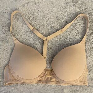 Pink Victoria Secret Wear Everywhere Push Up Bra Nude Front Clasp Racetrack 32AA